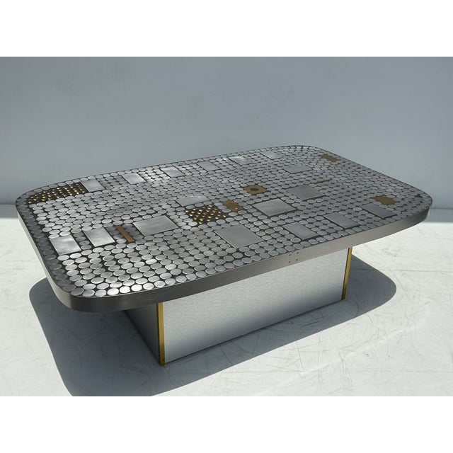 Mid-Century Modern 1970s Aluminum Mosaic Coffee Table by Raf Verjans For Sale - Image 3 of 12