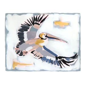 Fly High - Abstract Soft Palette Bird Painting on Paper Original Artwork by Kellie Newsome