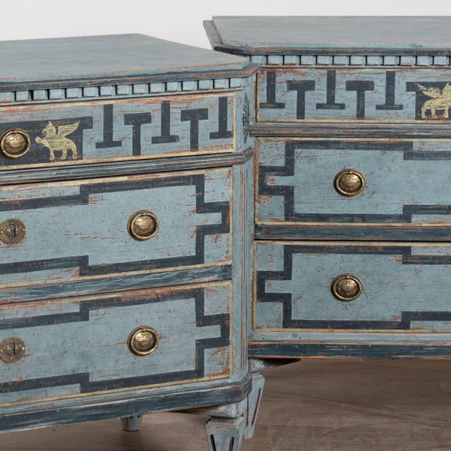 19th Century Blue Painted Swedish Gustavian Chest of Drawers For Sale - Image 14 of 16