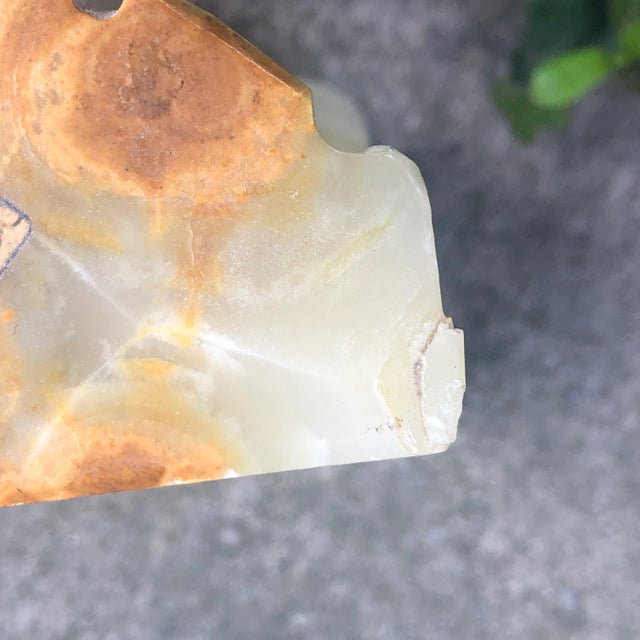 Vintage pair of onyx stone bookends of Aztec Mayan Warriors. Variegated colors Made in Mexico Minor edge wear but lots of...