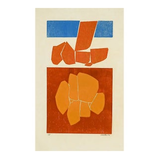 1972 Roger Martin Sea and Stone Woodcut For Sale