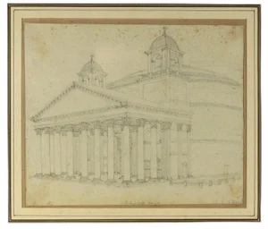 Giovanni Fontana, Pantheon, Original Drawing, Late 16th-Century