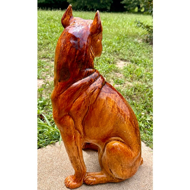 Italian Terracotta Boxer Dog Statue c.1960s For Sale - Image 6 of 17