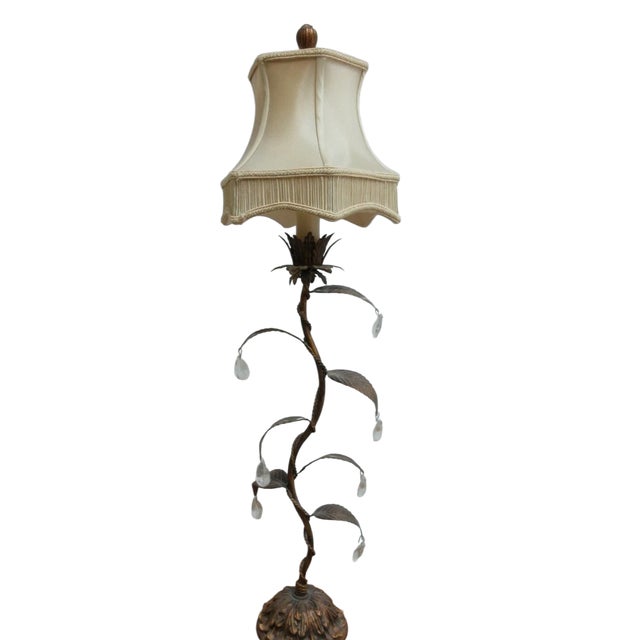 Bronze 1980s Fine Arts Lamps Gold Gilt Italian Metal Wine Acanthus Table Lamp Light B For Sale - Image 8 of 11
