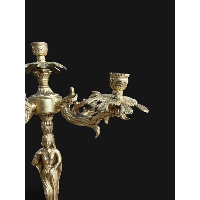 French Gilt Bronze and Marble Candleholders, 1800s, Set of 2 For Sale - Image 6 of 18