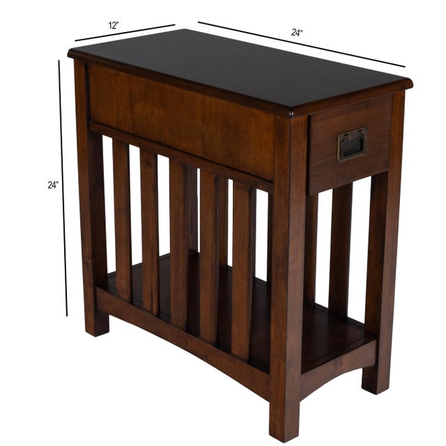 Transitional Larina Shaker Wood Side Table, Dark Brown For Sale - Image 3 of 9