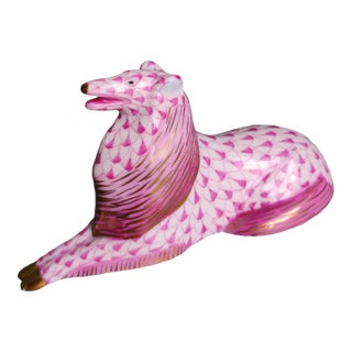 Late 20th Century Herend Pink Collie Figurine For Sale