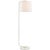 Swing Articulating Floor Lamp in Soft Silver with Linen Shade Designer: Barbara Barry Height: 54.75" Shade Detail: 13.5" x...