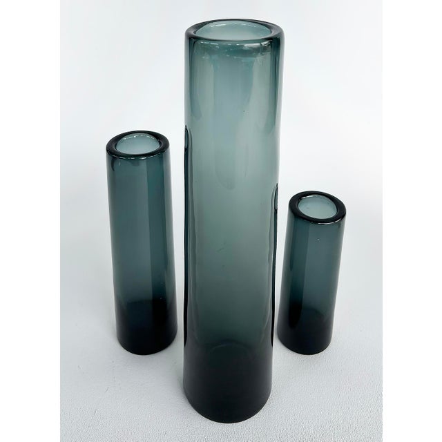 Early 20th Century Early 20th Century Per Lutken Holmegaard Glass Denmark Smoked Glasss Vases, Set of Three (3) For Sale - Image 5 of 11
