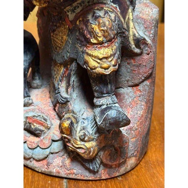 Chinese Polychrome Wooden Wooden Sculpture of the Qing Dynasty, 18th Century. For Sale - Image 6 of 17