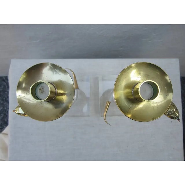 1960s Pair of Brass and Lucite Candlesticks by Allesandro Albrizzi For Sale In New York - Image 6 of 8