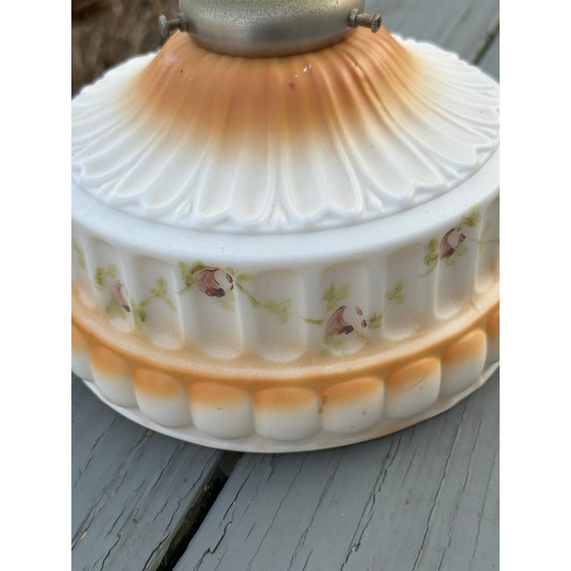 American Vintage Glass Shade With Satin Nickel Pendant Fixture For Sale - Image 3 of 5