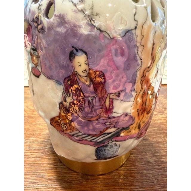 An exceptionally rare antique Jean Pouyat Limoges (J.P.L.) porcelain veilleuse (tea warmer) set, beautifully hand painted...