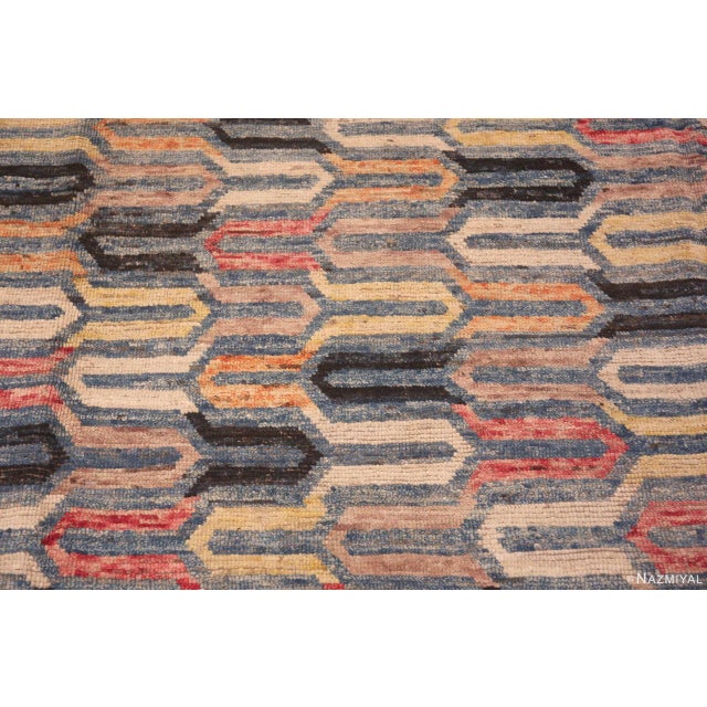Modern Richly Colored Artistic Geometric Pattern Modern Room Size Rug For Sale - Image 3 of 5