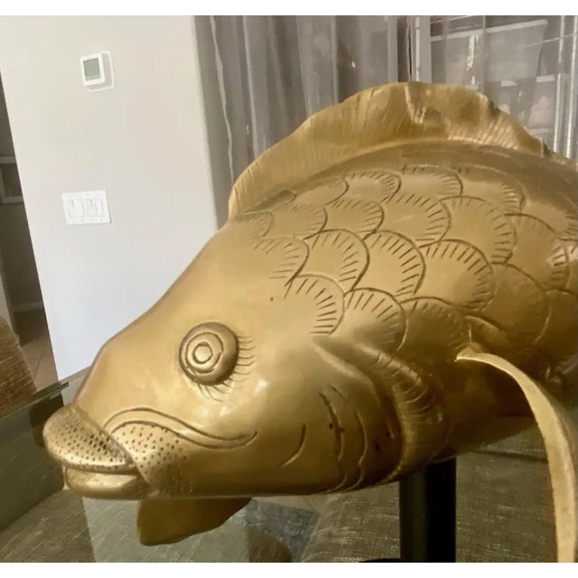 1950s Large Brass Koi Fish Figural Sculptures - a Pair For Sale - Image 9 of 13