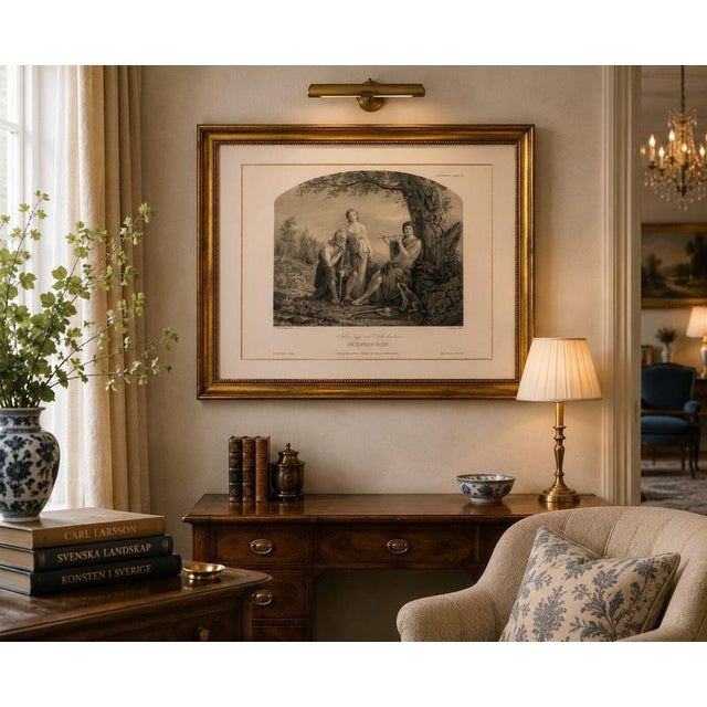 Gold After Pehr Wickenberg, Arcadian Shepherd Scene, 1850, Lithograph For Sale - Image 8 of 9