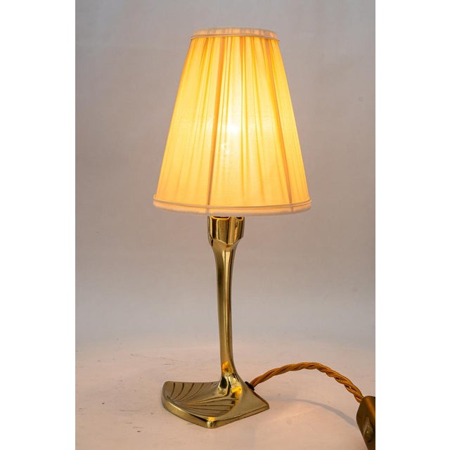 Art Deco Brass Table Lamp with Fabric Shade, 1920s For Sale - Image 10 of 18