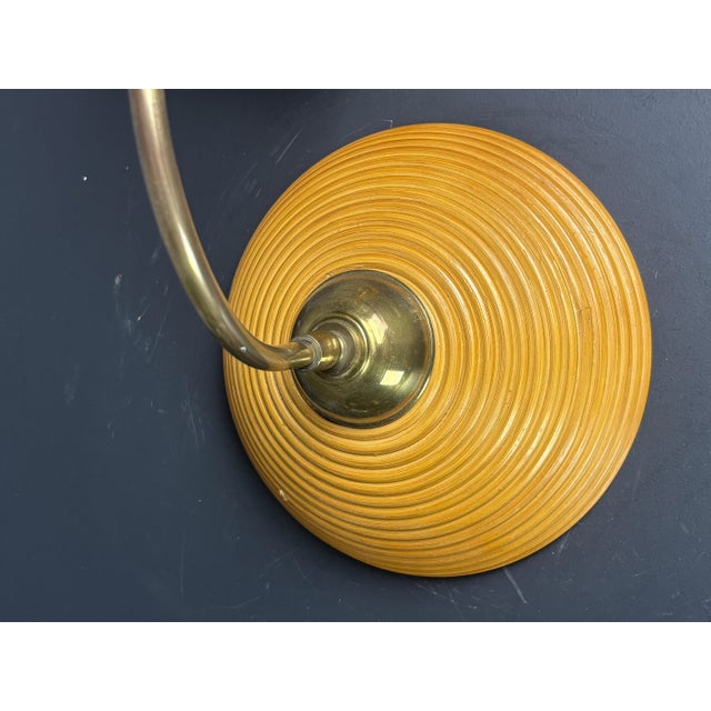Mid-Century Pencil Reed Rattan Bamboo and Brass Wall Sconce, Italy, 1970s For Sale - Image 10 of 14