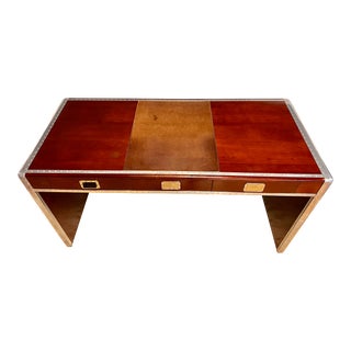 Aviator Aluminum, Mahogany and Leather Writing Desk For Sale