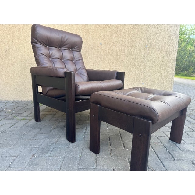 Set of Vintage Amigo Lounge Chair and Ottoman in Leather from Ekornes, 1970s For Sale - Image 6 of 6