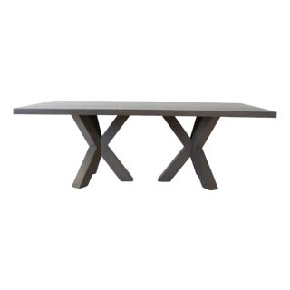 Matthew Izzo Home Haines Smoked Grey Cerused Oak Dining Table With Tripod Wood Base For Sale