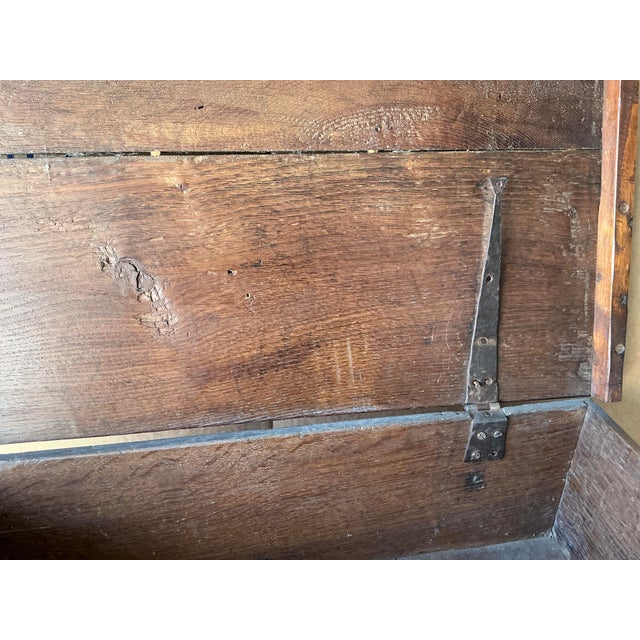 Wood Gothic Style Antique Carved Oak Travel Chest on Stand For Sale - Image 7 of 9