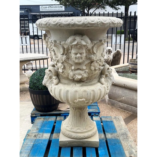 Pair of Large French Cast Garden Vases After the Models of Jean-Baptiste Pigalle For Sale - Image 11 of 13