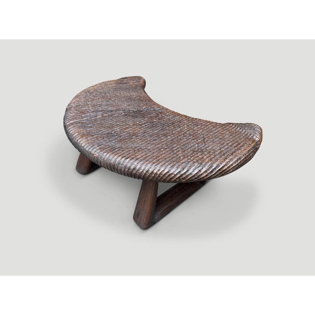 Wood Andrianna Shamaris Impressive Half Moon Hand Carved Coffee Table For Sale - Image 7 of 18