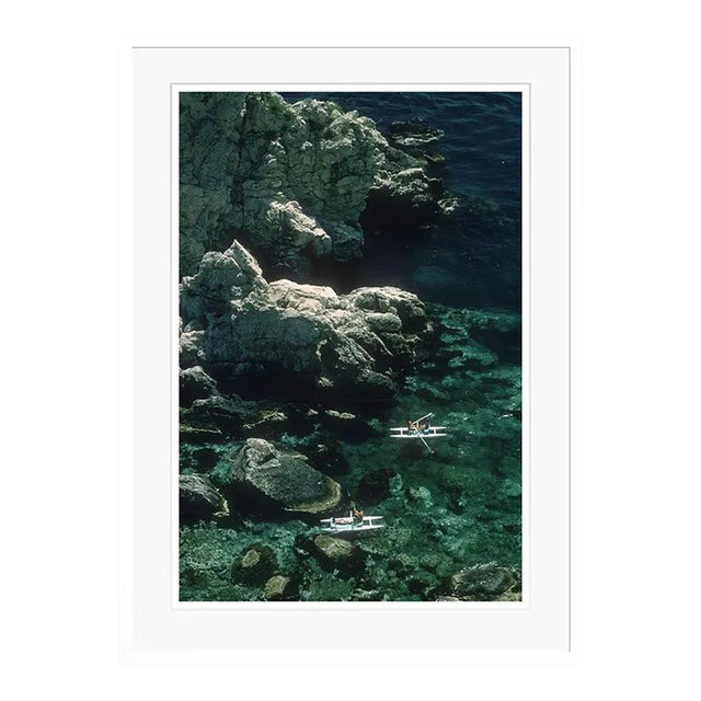 Contemporary Rowing Off Sicily 1975 by Slim Aarons White Framed C-Print For Sale