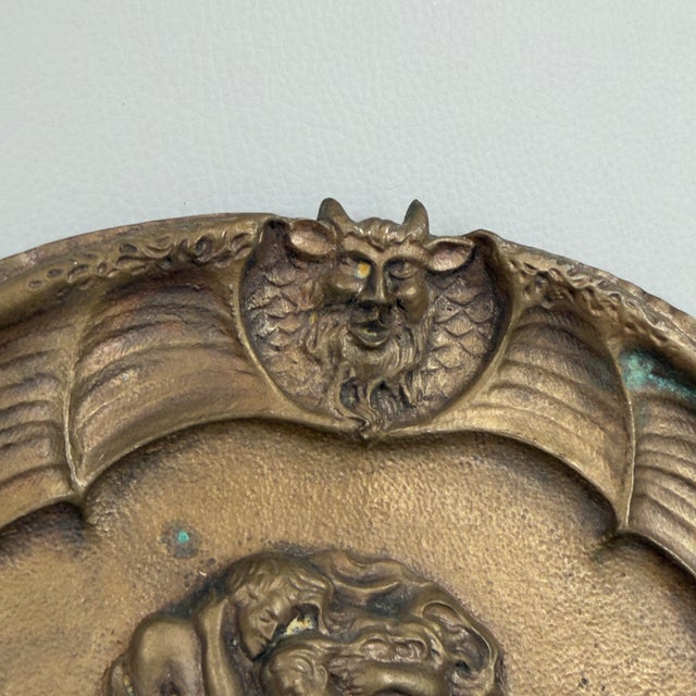 1920s Antique Wall Plate Medallion in Bronze in the style of Canto V of Dante's Inferno, 1920s For Sale - Image 5 of 10