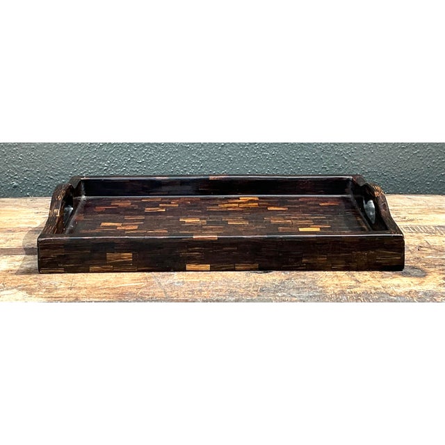 Vintage Tessellated Coconut Shell Tray For Sale - Image 4 of 10