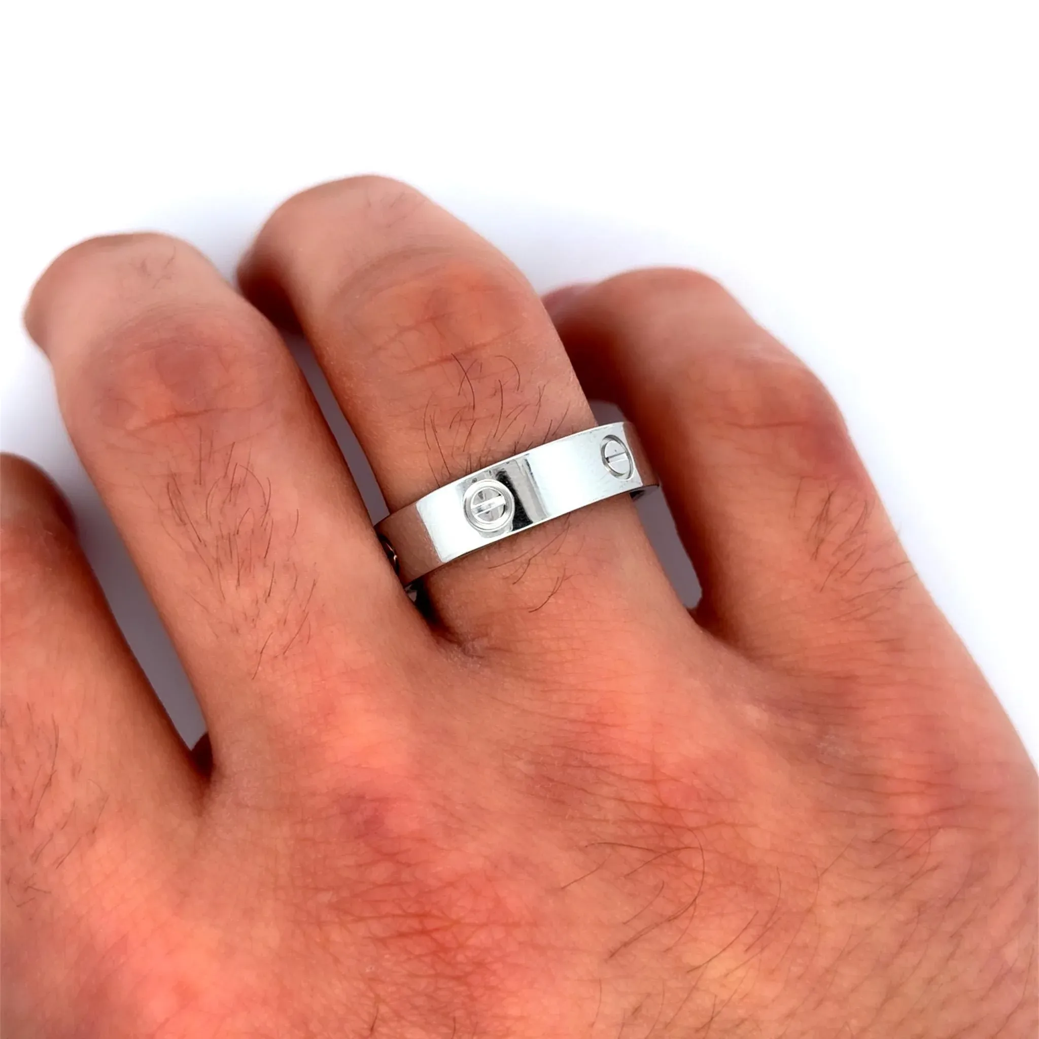 Cartier Love Band 18k White Gold 6mm Men's Band Size 12.5 Ring