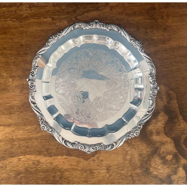1940s Rogers Bros “Heritage” Silverplate Tray For Sale - Image 5 of 10