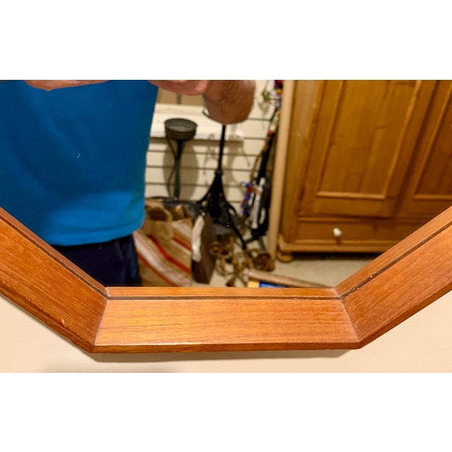 1960s Scandinavian Modern Danish Teak Octagonal Mirror by Spejle 1960's For Sale - Image 5 of 12