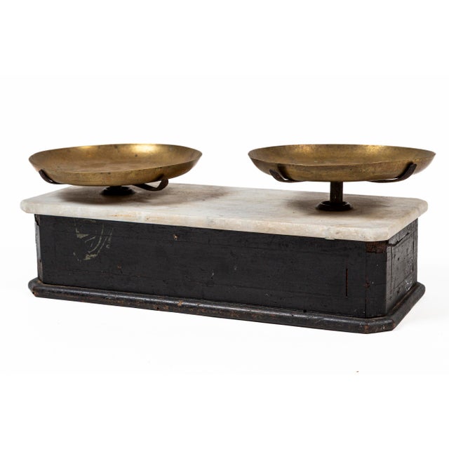 Brown Antique European Marble Top Apothecary Scale, Late 19th Century For Sale - Image 8 of 8