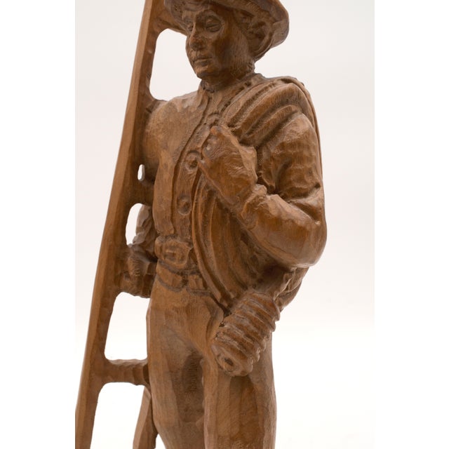 Vintage German Hand Carved Man W. Ladder Figure For Sale - Image 10 of 12