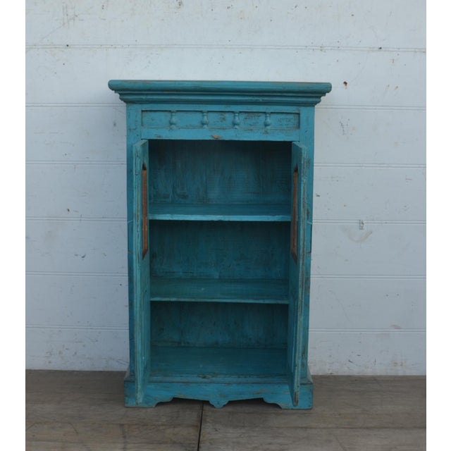 Reclaimed Teak Wood Cabinet With Blue Color Finish | Chairish