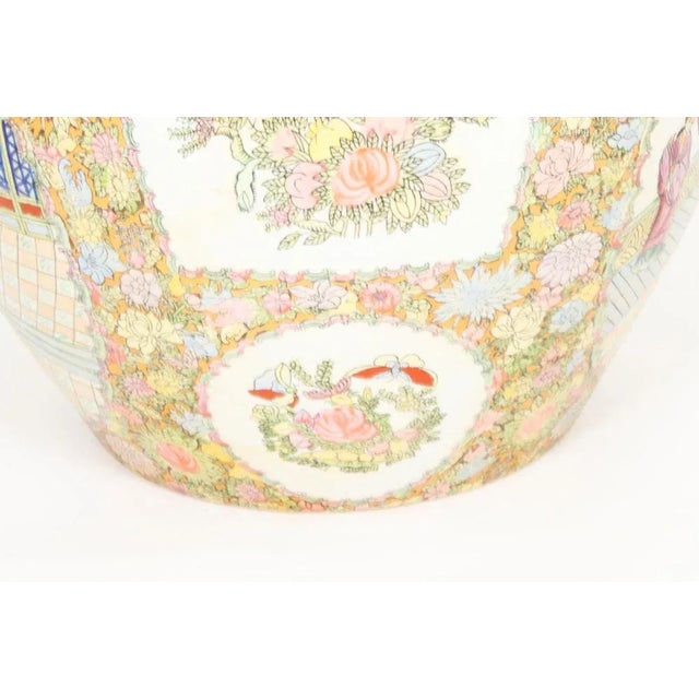 Qing Dynasty Canton Famille Rose Vases on Stands, China, 1950s, Set of 2 For Sale - Image 13 of 18