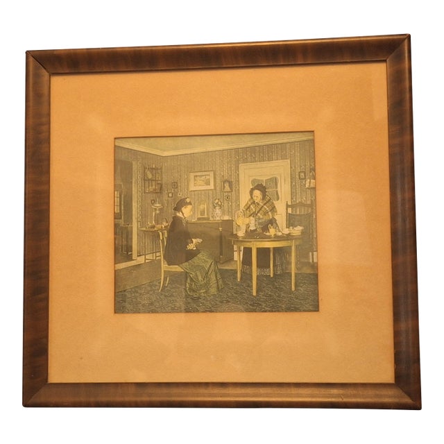 1960s Mid-Century Modern Framing of "The Gossips" by Peter Philippi Print For Sale