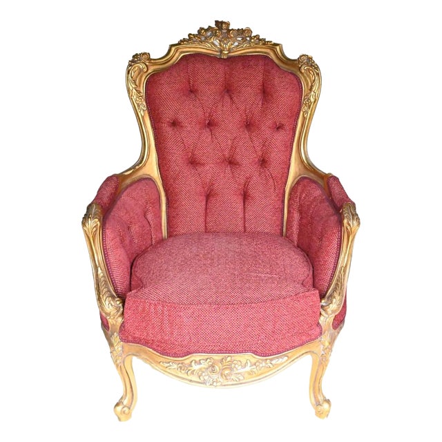French Empire Gilt Salon Armchair For Sale