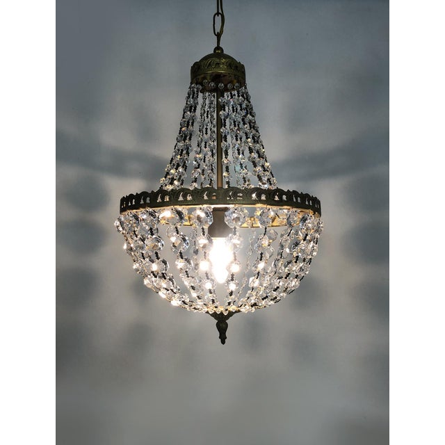 Vintage Italian hot air balloon chandelier with glass pendants. 1980s chandelier. Vintage hot air balloon chandelier with...