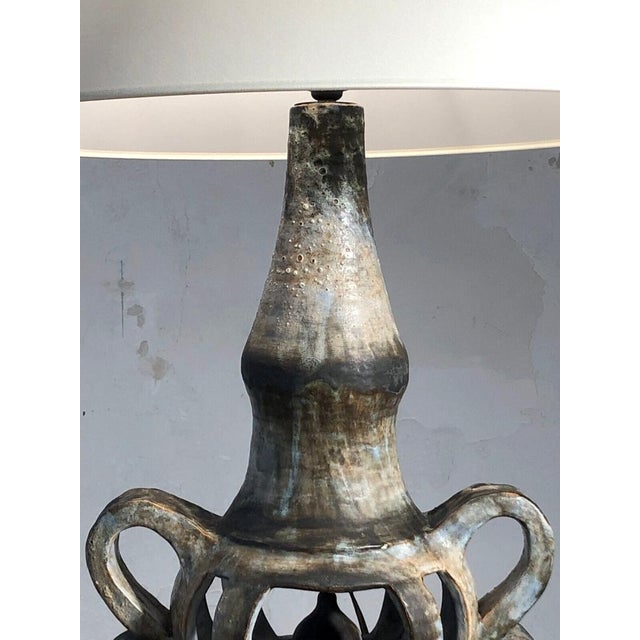Large Brutalist Ceramic Table Lamp from Vallauris, 1950s For Sale - Image 11 of 18