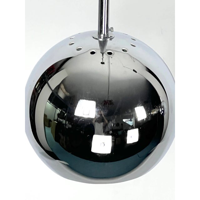 Chrome Sphere Pendant Lamps by Targetti, 1970s, Set of 2 For Sale - Image 12 of 14