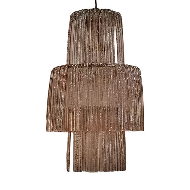 Round Pink Murano Art Glass Chandelier, 2000 For Sale