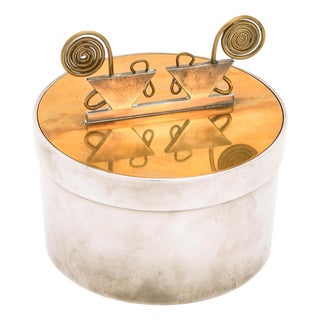 Scandinavian Modern Jar in Brass and Pewter attributed to Ivar Ålenius-Björk, 1940s For Sale