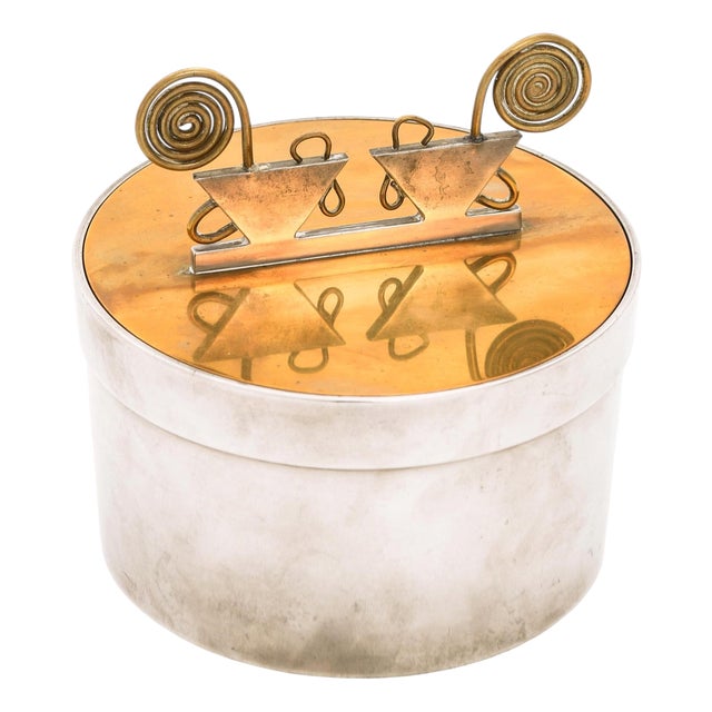 Scandinavian Modern Jar in Brass and Pewter attributed to Ivar Ålenius-Björk, 1940s For Sale