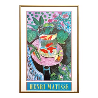 Henri Matisse Vintage 1987 Lithograph Print Postimpressionist Framed Poster " Goldfish " 1911 For Sale