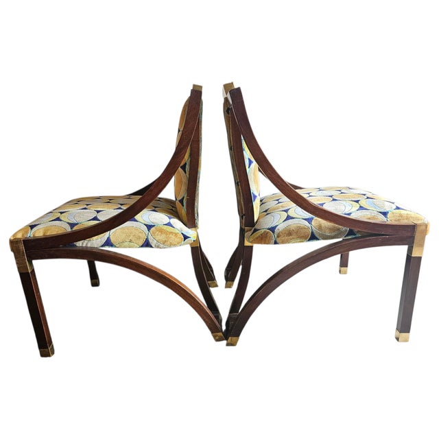 1960s Mid Century Modern Brass Accented Pair of Chairs For Sale - Image 4 of 9