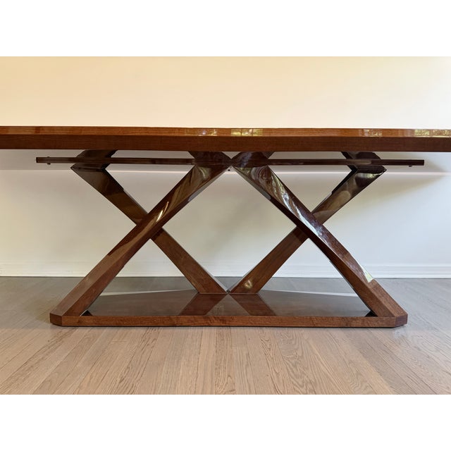 2020s Hellman Chang Monumental High Gloss Art Deco Walnut Z Dining Table For Sale - Image 5 of 13