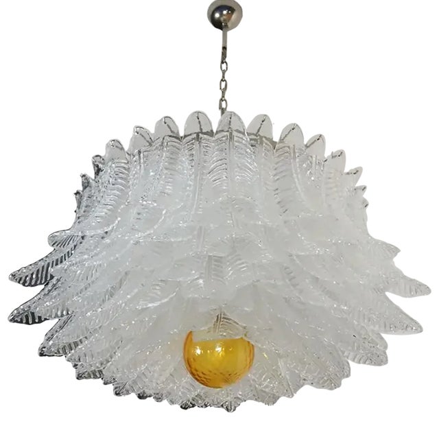 Large Murano Glass Chandelier, 100 Clear Felci Glasses For Sale